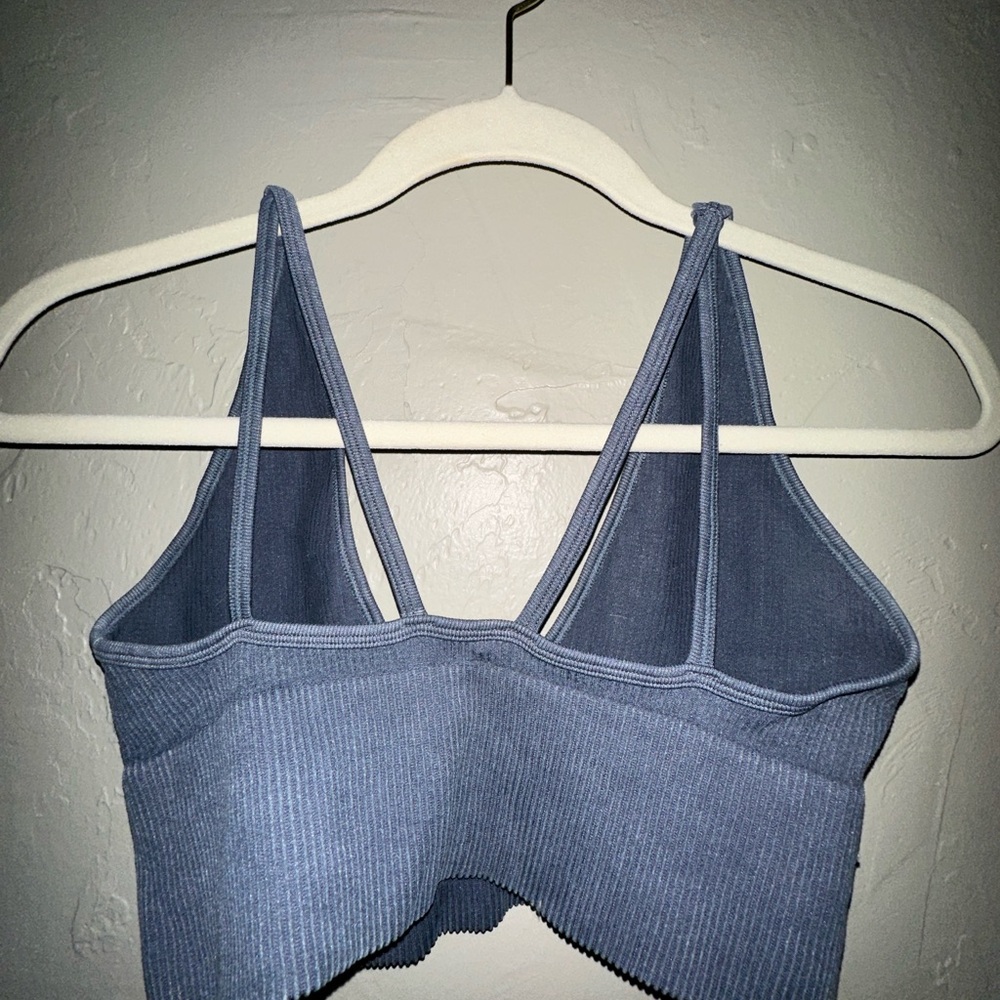 Blue Ribbed Crop Top - Picture 2 of 2